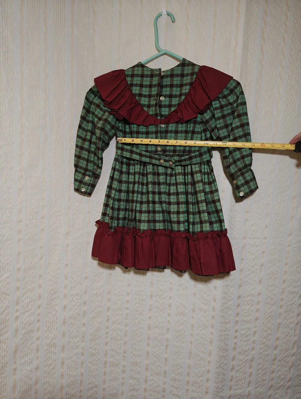 1970s Vintage Mary Louise Original Plaid Ruffle Dress Girls Size 6